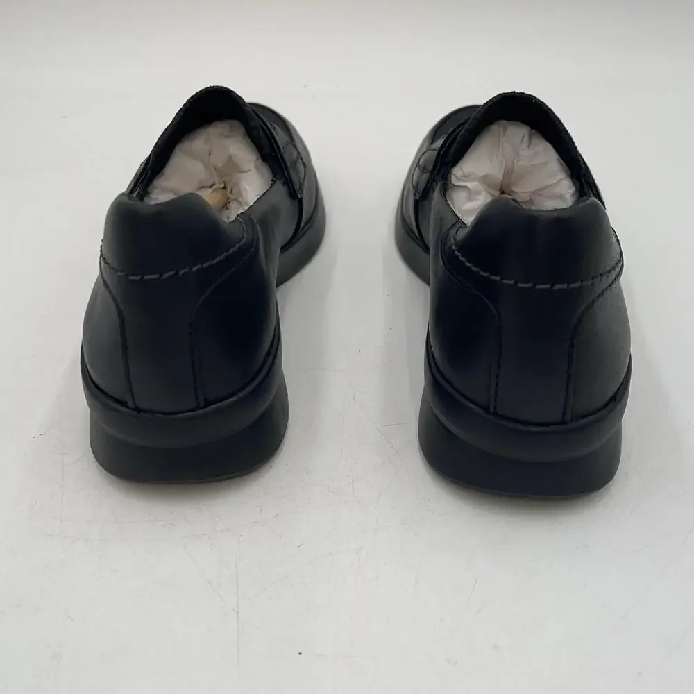Clarks Ellowyn Penny Shoes Womens Black Leather Loafer Slip On Comfort Size 5 M